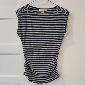 P2P 17" Michael Kors Navy and Gray Striped Muscle Tee
